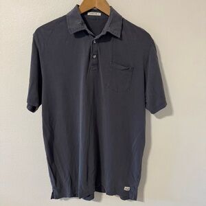 Marine Layer Tencel Cotton Short Sleeve Pocket Polo Blue Preppy Academia-Large